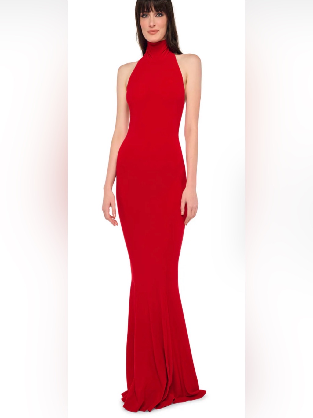 Norma Kamali Red Halter Neck Fitted Maxi Dress